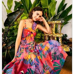 NEW FARM Rio Macaw Bow Top Midi-Dress